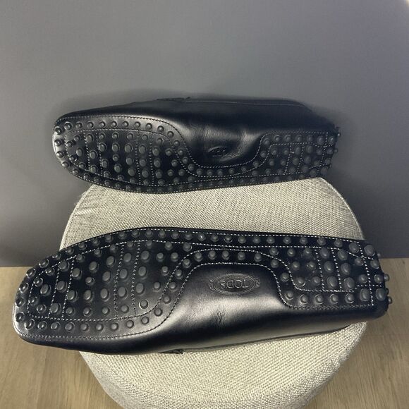 Tod’s Womens Black Leather Penny Loafer Gommino Driving Shoe EU 39 (US 8.5) - Picture 10 of 16